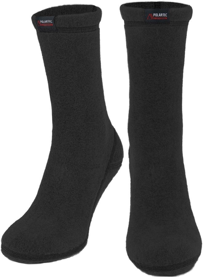 CheshKit Cozy Warm Boot Liner Slipper Socks - Hiking Sport - Polartec Fleece Winter Socks (1 Pair Pack, Small, Black) - Image 1